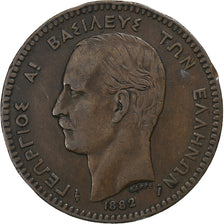 Greece, George I, 10 Lepta, 1882, Paris, Bronze, EF(40-45)