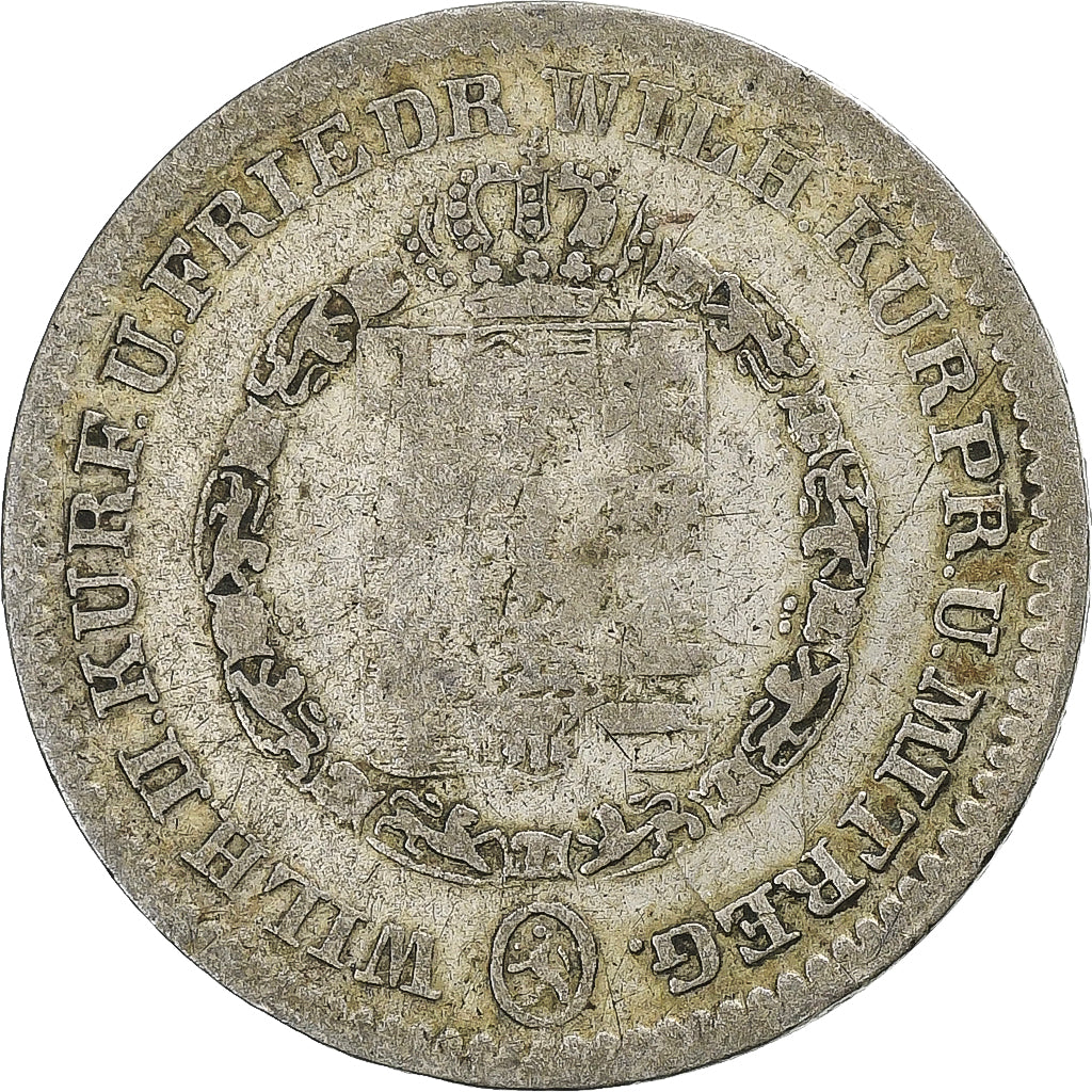 Electorate of Hesse, Friedrich Wilhelm, 1/6 Thaler, 1838, Prata, VF(20-25)