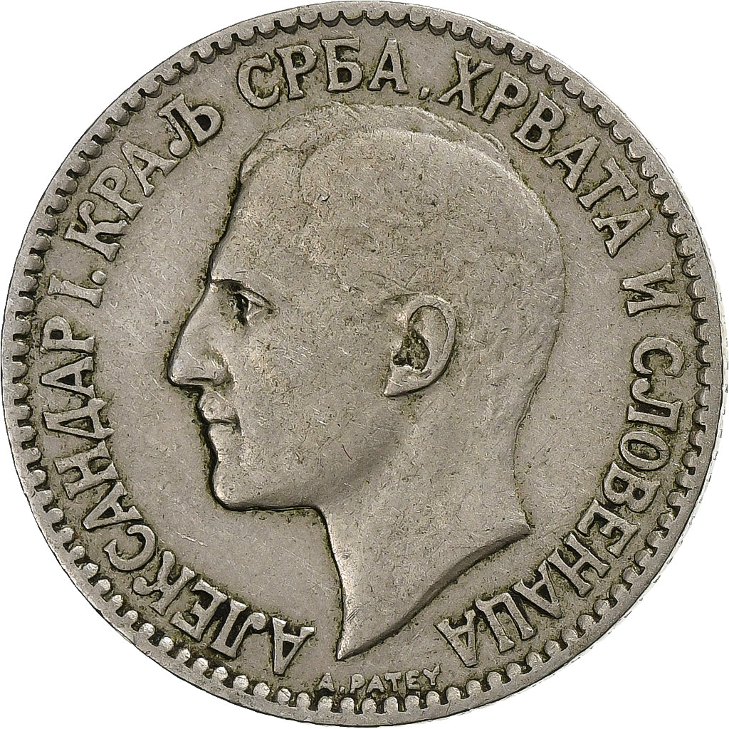 Iugoslavia, Alexander I, Dinar, 1925, Poissy, Cupronickel, MB