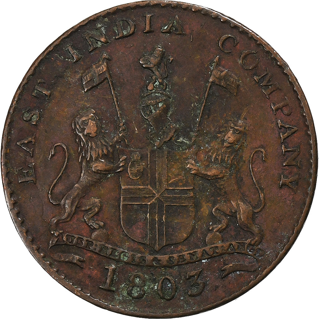 British India, 5 Cash, 1803, Soho Mint, Copper, VF(30-35)