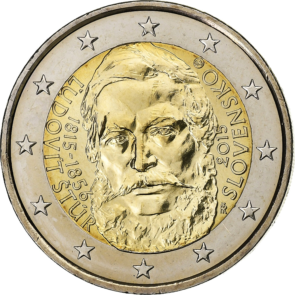 Slovakia, 2 Euro, Ľudovít Štúr, 2015, Kremnica, Bi-Metallic, MS(63)