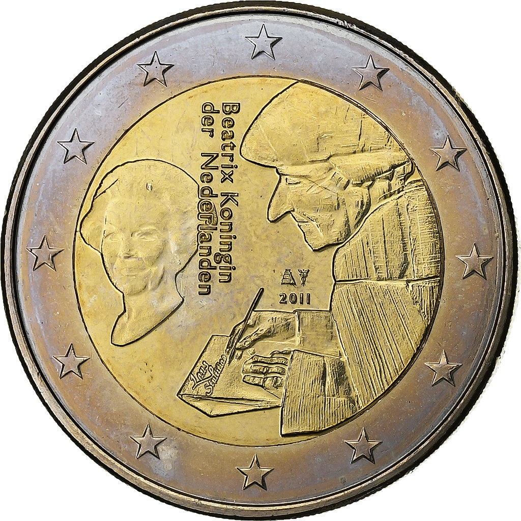 Netherlands, Beatrix, 2 Euro, Erasmus, 2011, Utrecht, Bi-Metallic, MS(63)