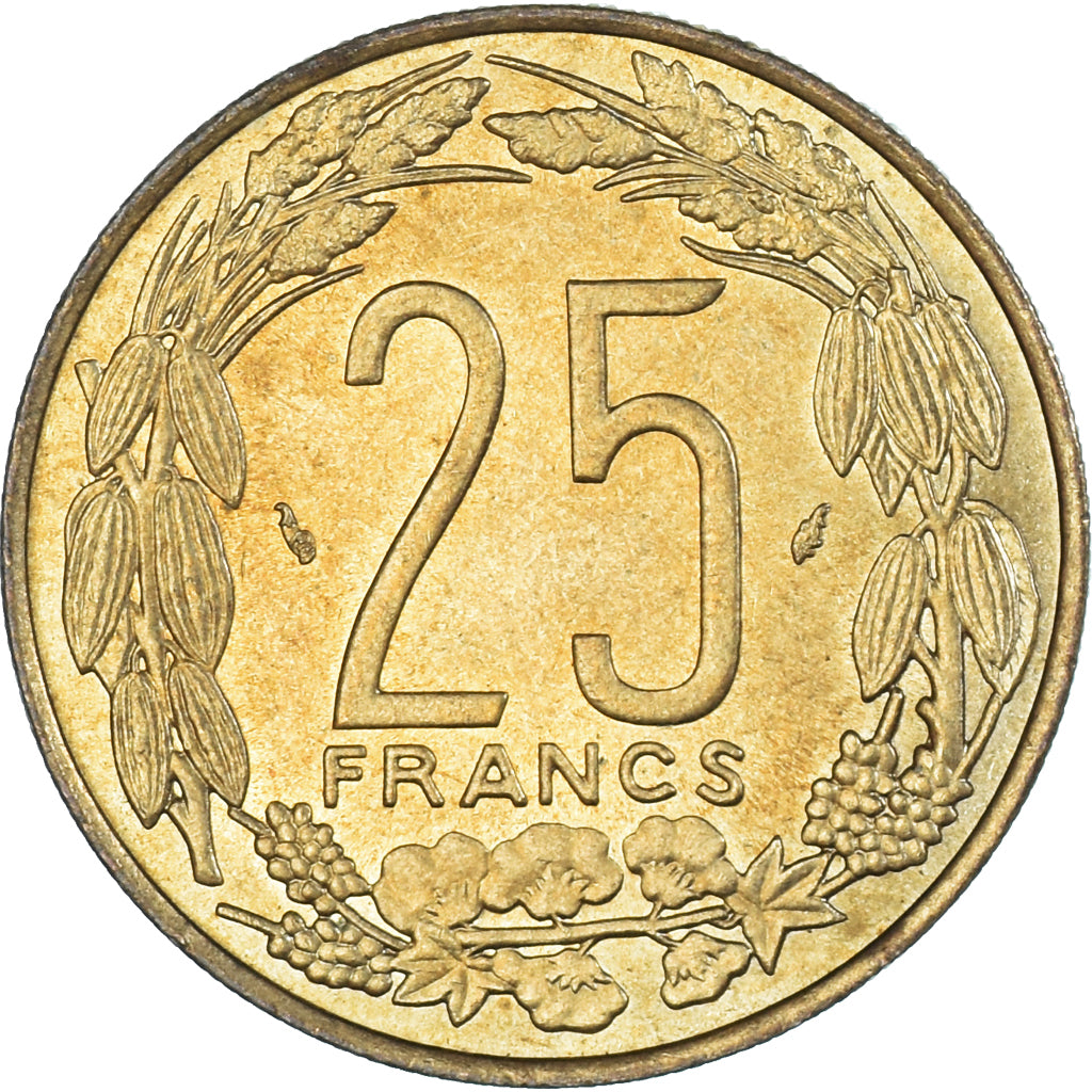 Coin, Central African States, 25 Francs, 1975