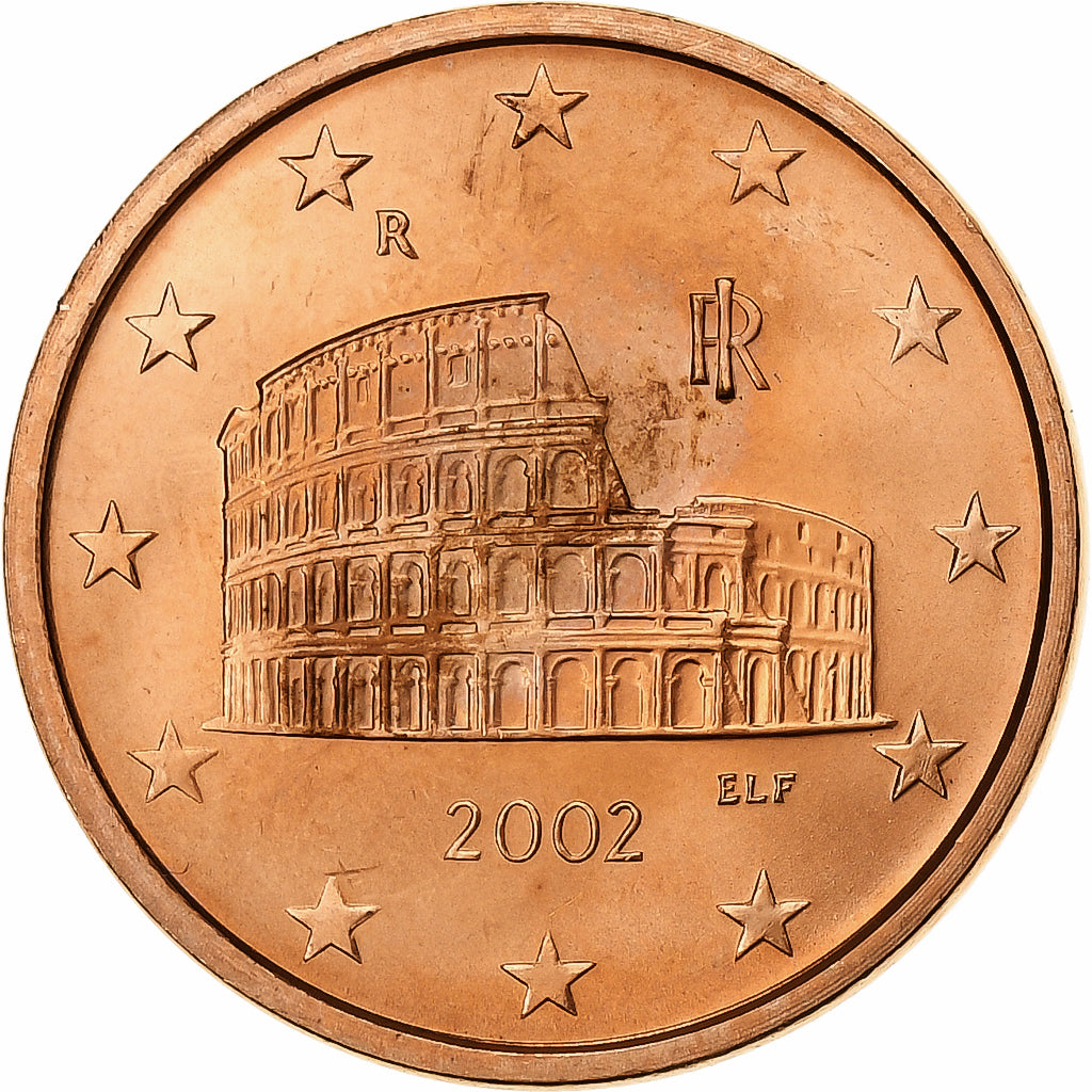Italia, 5 Centimes, 2002, Rome, Acciaio placcato rame, SPL
