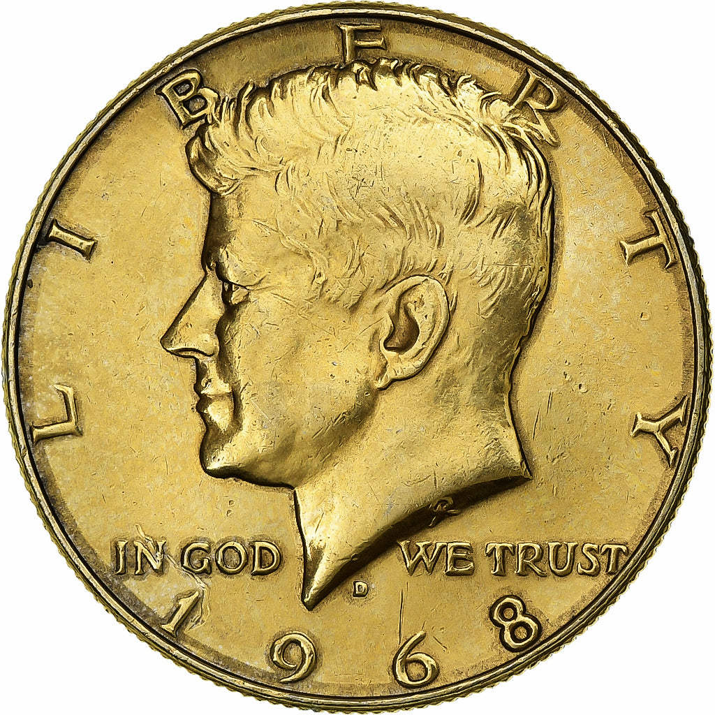 Stati Uniti, Half Dollar, Kennedy, 1968, Denver, golden, Biglione, SPL-