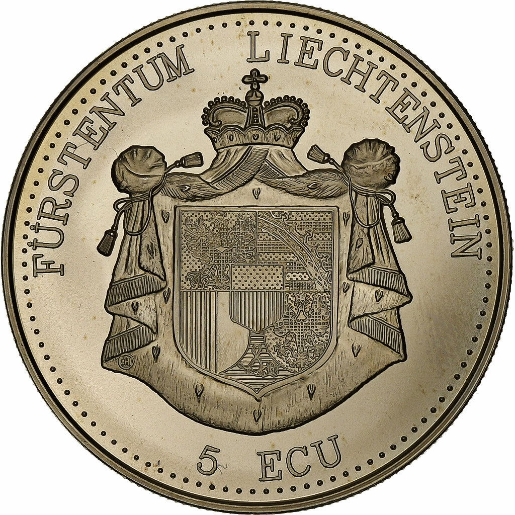 Liechtenstein, 5 Ecu, Castle of Gutenberg, 1993, Balerna, Rame-nichel, SPL