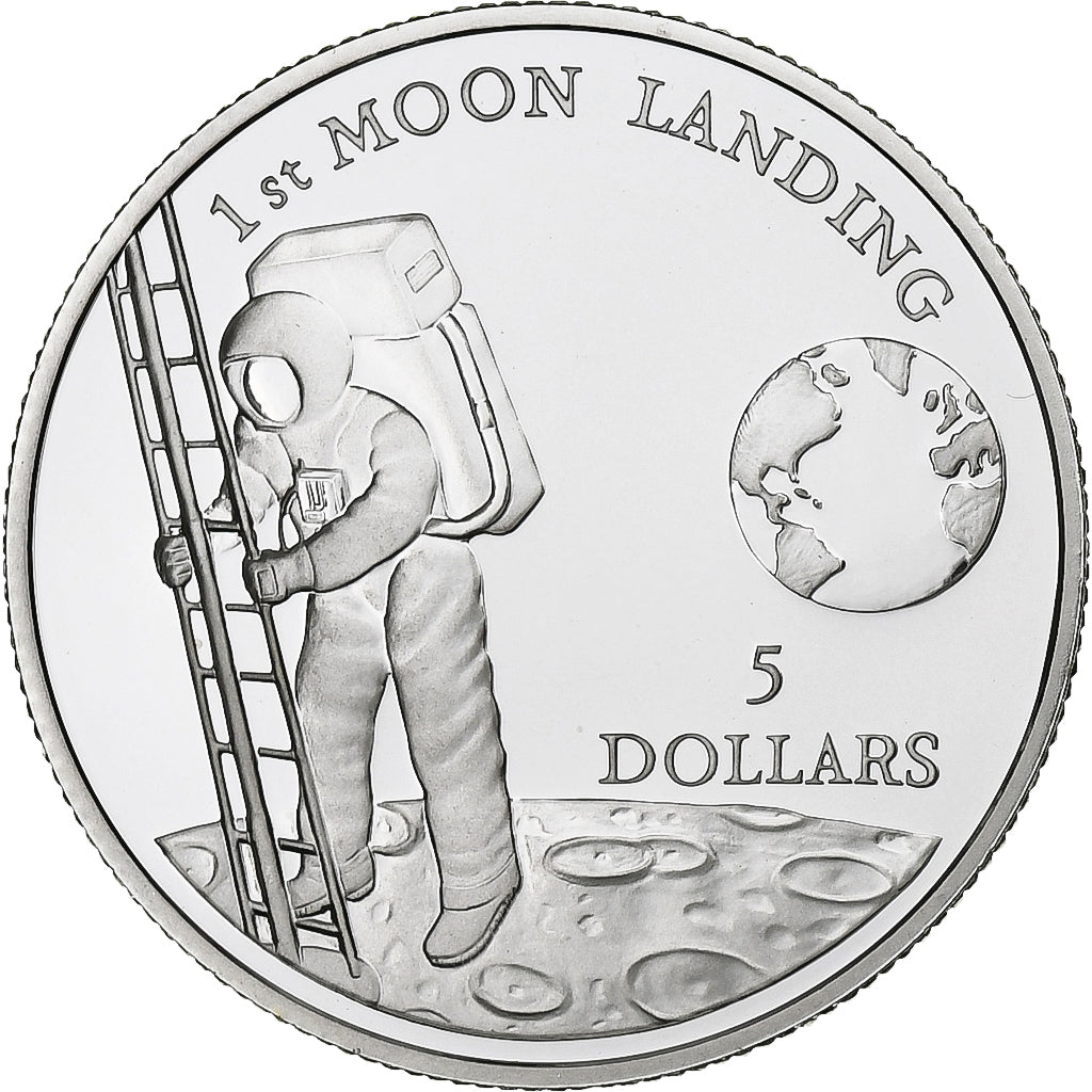 Niue, 5 Dollars, 1st Moon landing, 1992, FS, Argento, FDC