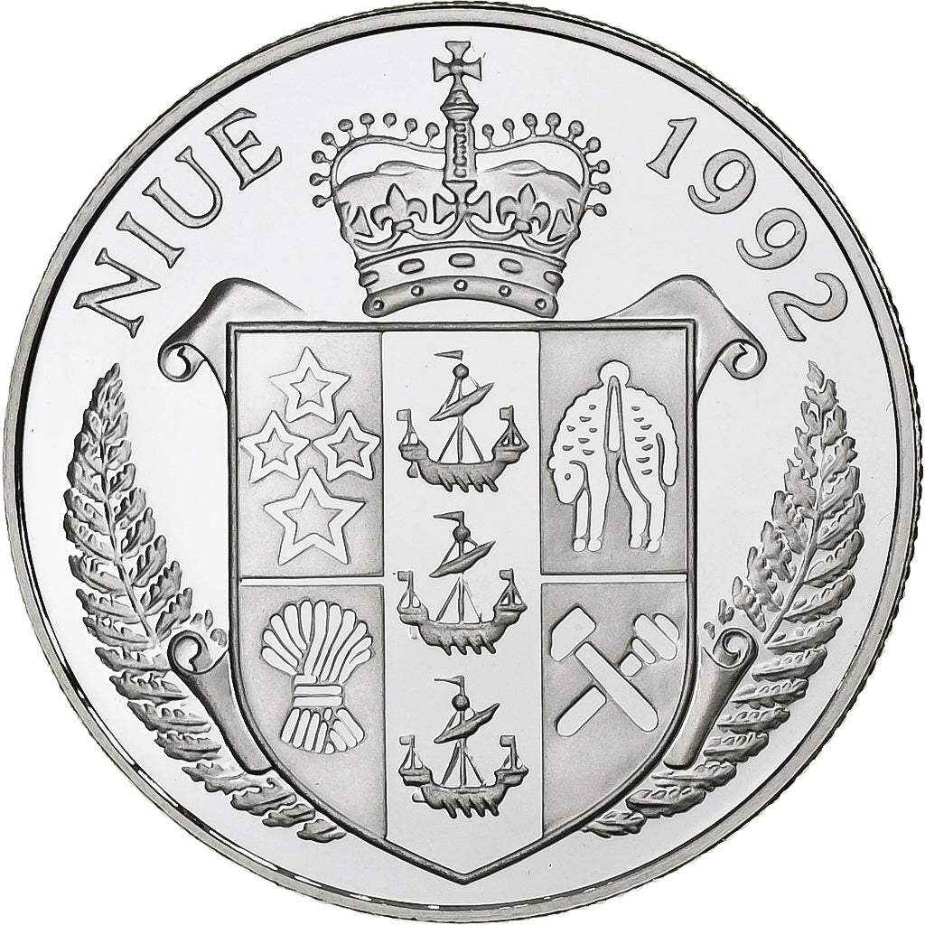 Niue, 5 Dollars, 1st Moon landing, 1992, FS, Argento, FDC