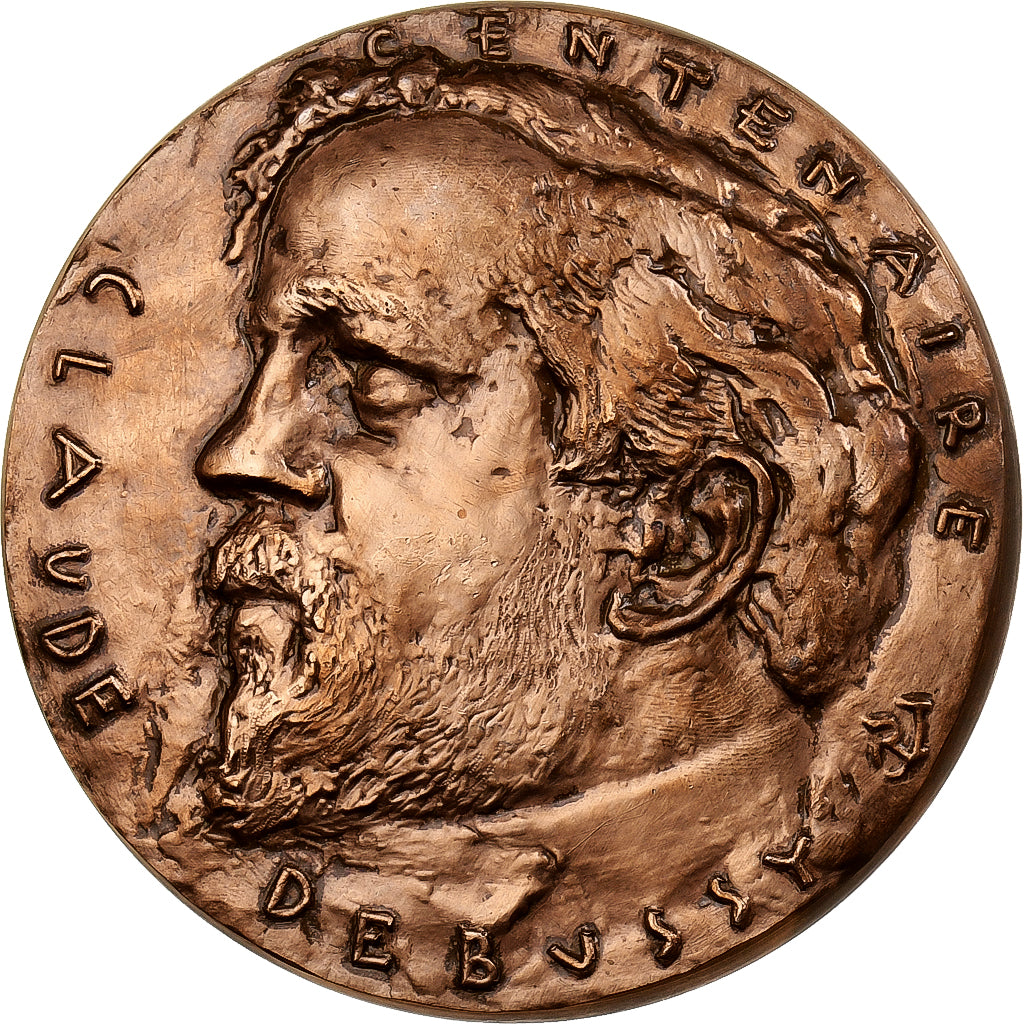 Francia, medalla, Claude Debussy, Centenaire, 1976, MDP, Bronce, Joly, EBC