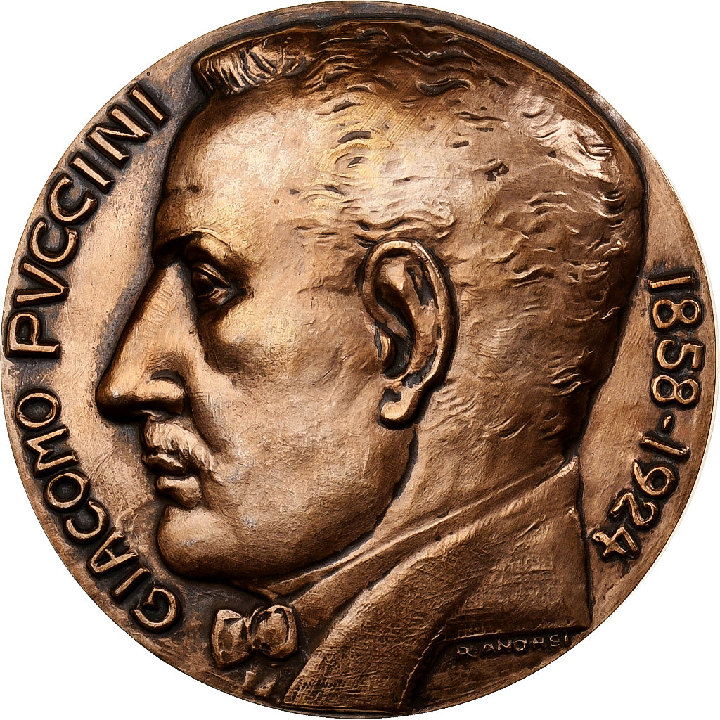 Francia, medalla, Giacomo Puccini, 1977, Bronce, Andrei, EBC