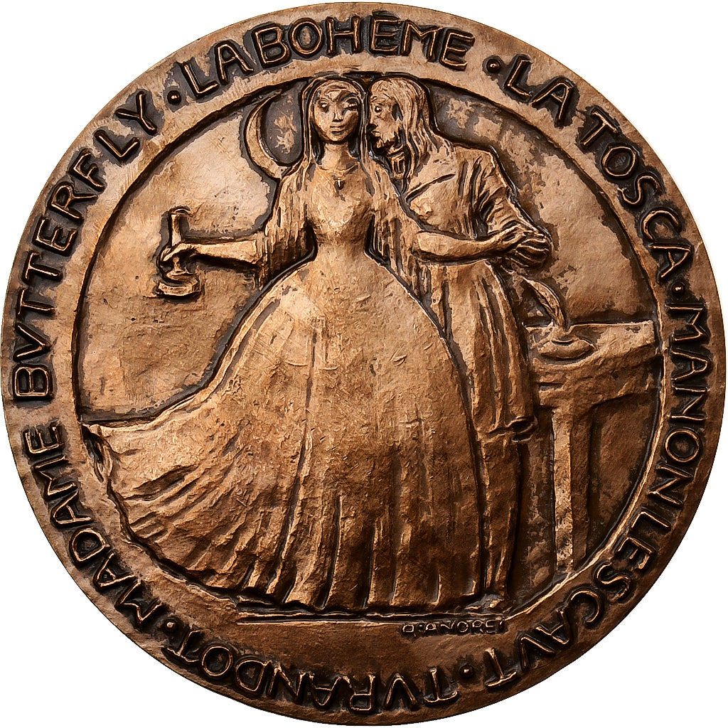 Francia, medalla, Giacomo Puccini, 1977, Bronce, Andrei, EBC