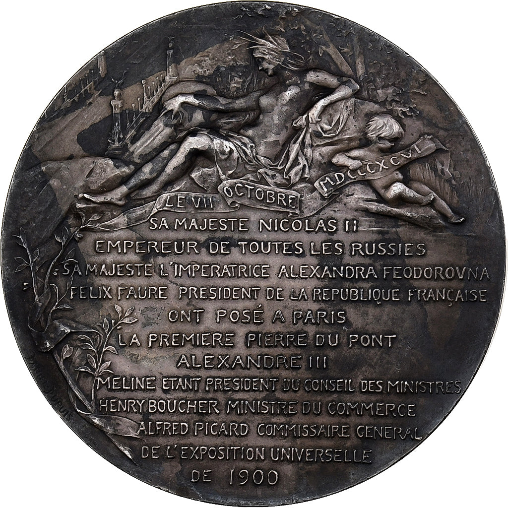 Francia, medaglia, Pont Alexandre III, 1900, Bronzo, Daniel Dupuis, SPL-