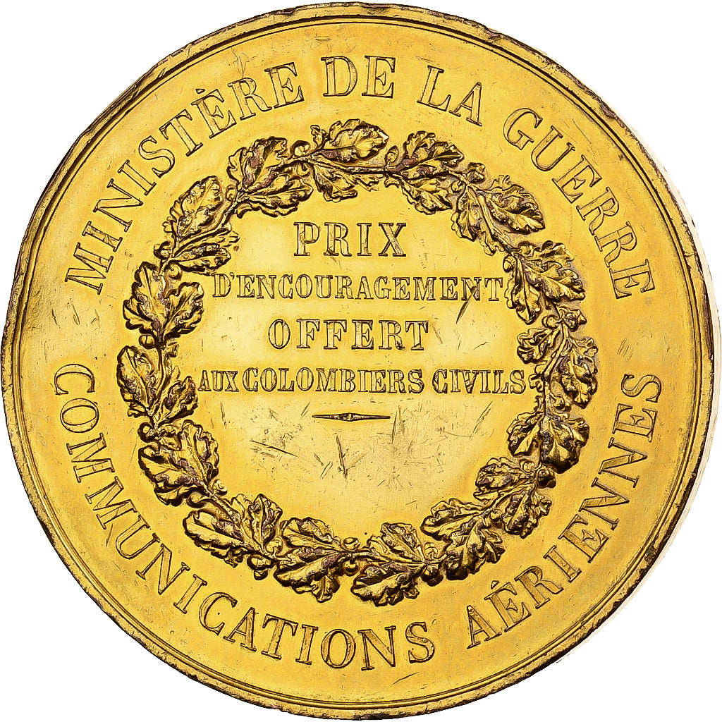 Francia, medalla, Prix d'encouragement - Colombiers civils, 1870, Copper Gilt