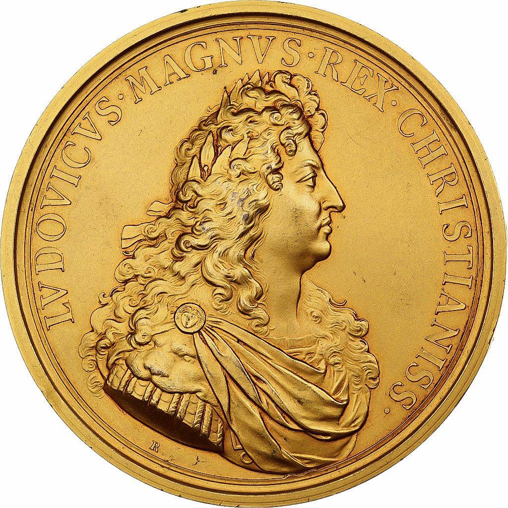 France, Medal, Louis XIV, Splendor Rei Navalis, Bronze Gilt, Mauger, Restrike