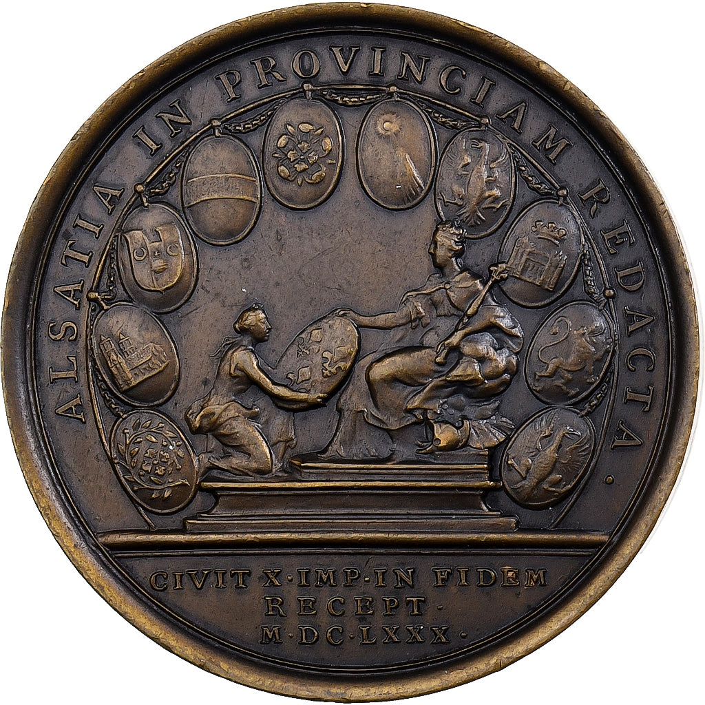 Frankrijk, Medaille, Louis XIV, L'Alsace réduite à une province, Bronzen
