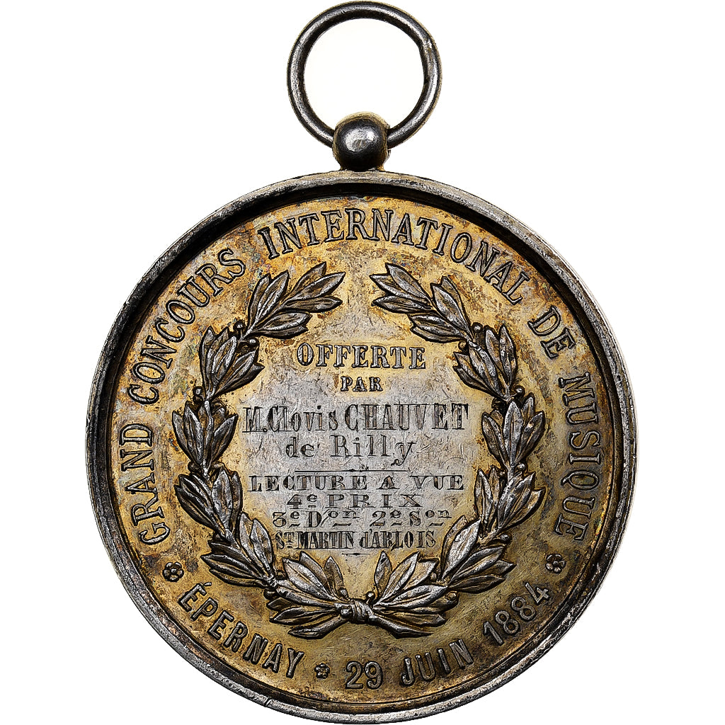 France, Médaille, Concours International de Musique d'Epernay, 1884, Argent