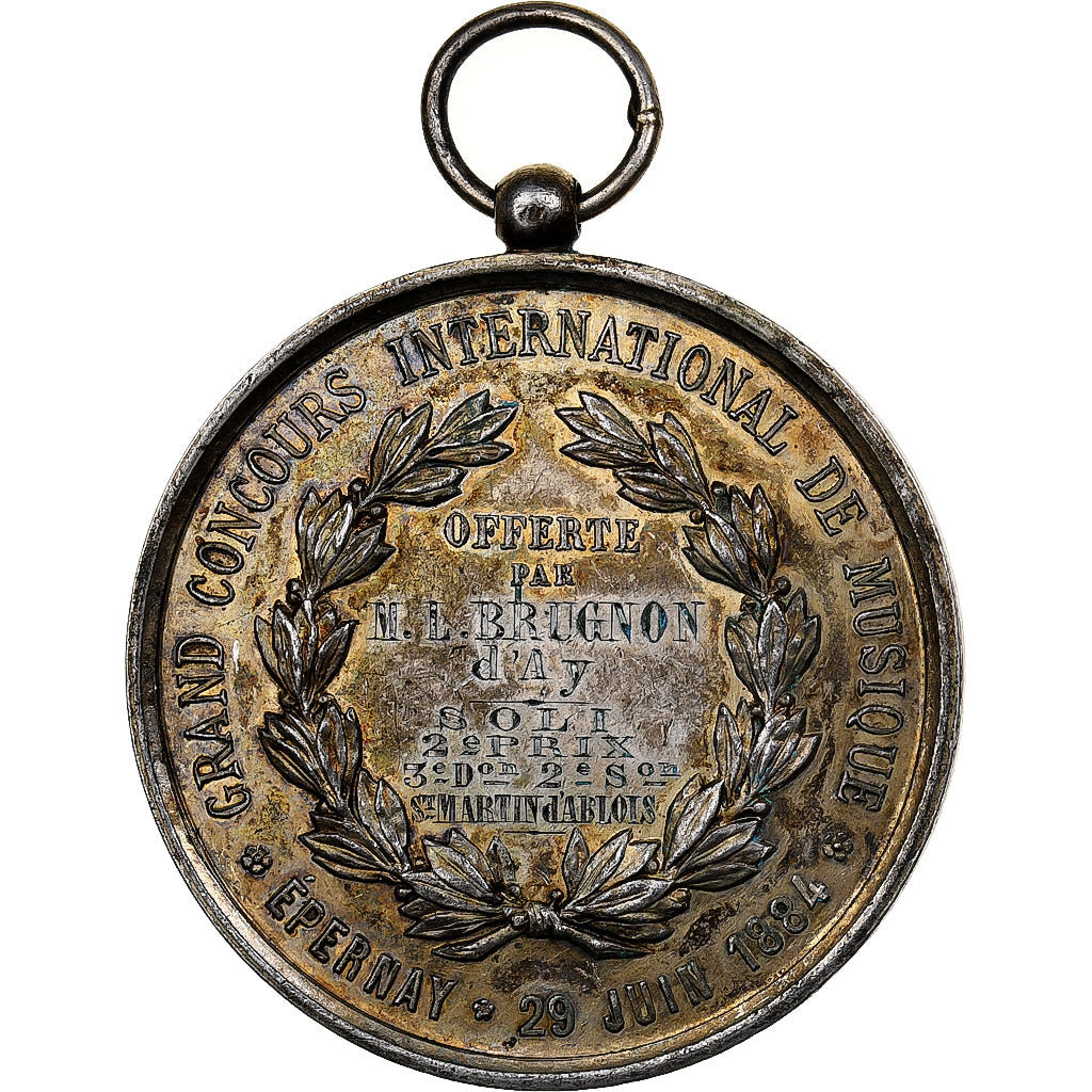 Francia, medaglia, Concours International de Musique d'Epernay, 1884, Argento