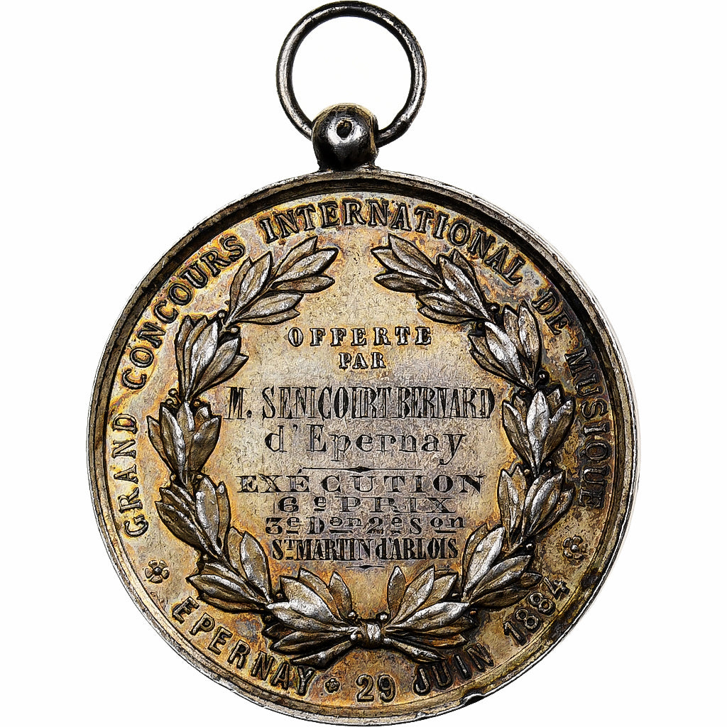 France, Médaille, Concours International de Musique d'Epernay, 1884, Argent