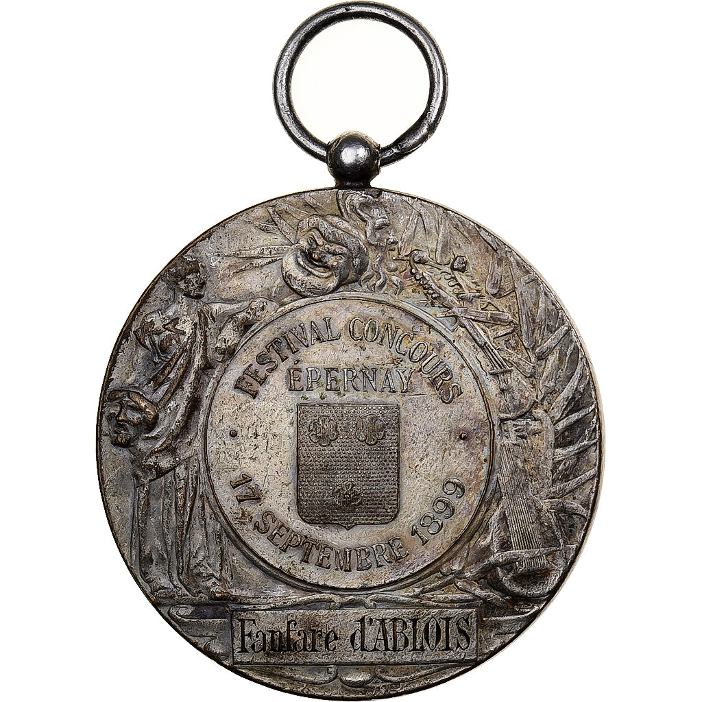Frankrijk, Medaille, Festival concours d'Épernay, 1899, MDP, Silvered bronze