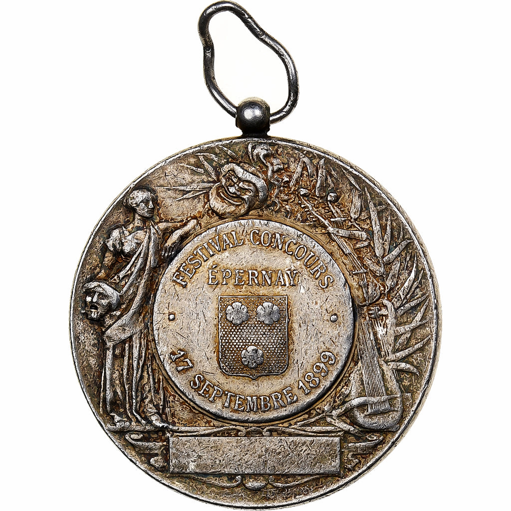 França, medalha, Festival concours d'Épernay, 1899, MDP, Prata, VF(30-35)