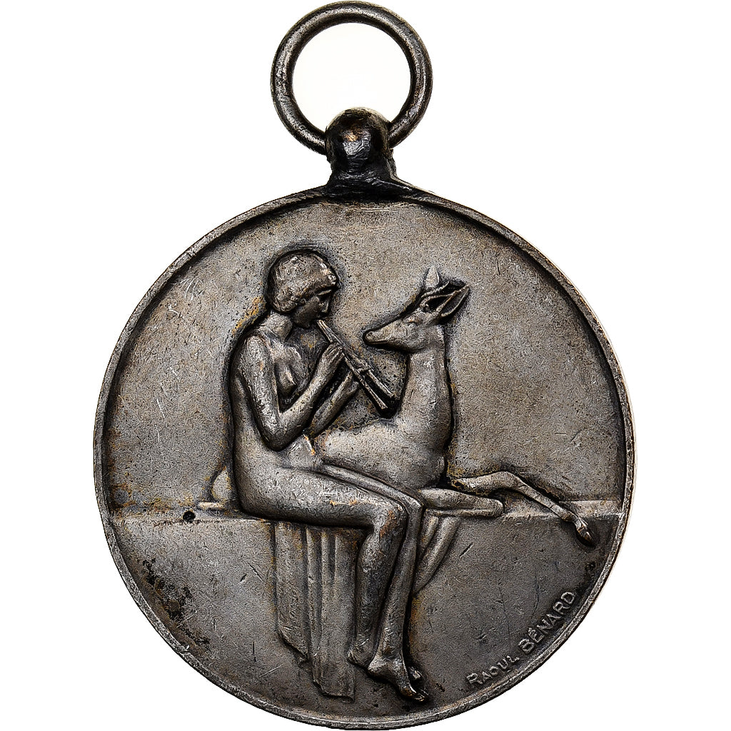 France, Médaille, Concours de Musique - Mirecourt, 1928, Bronze argenté, TTB