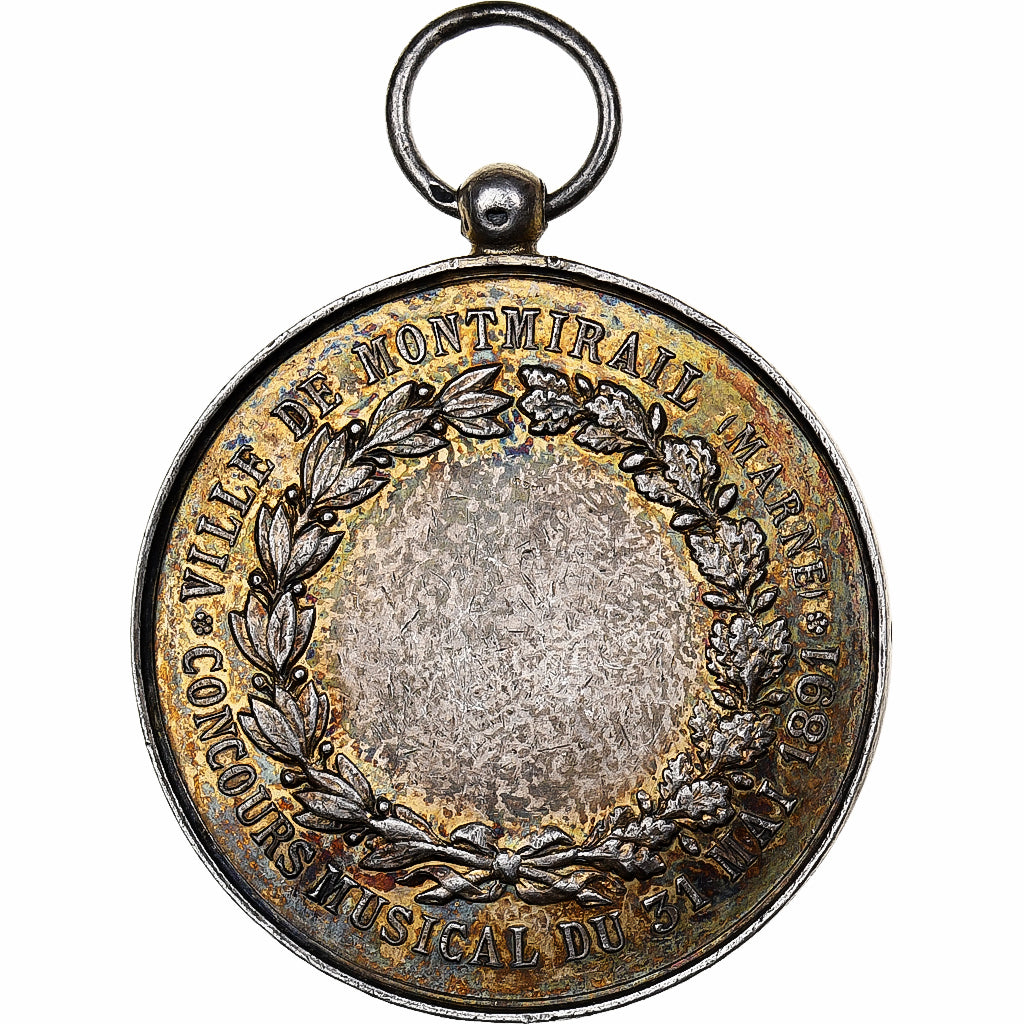 France, Medal, Concours musical de Montmirail, 1891, Silver, AU(50-53)