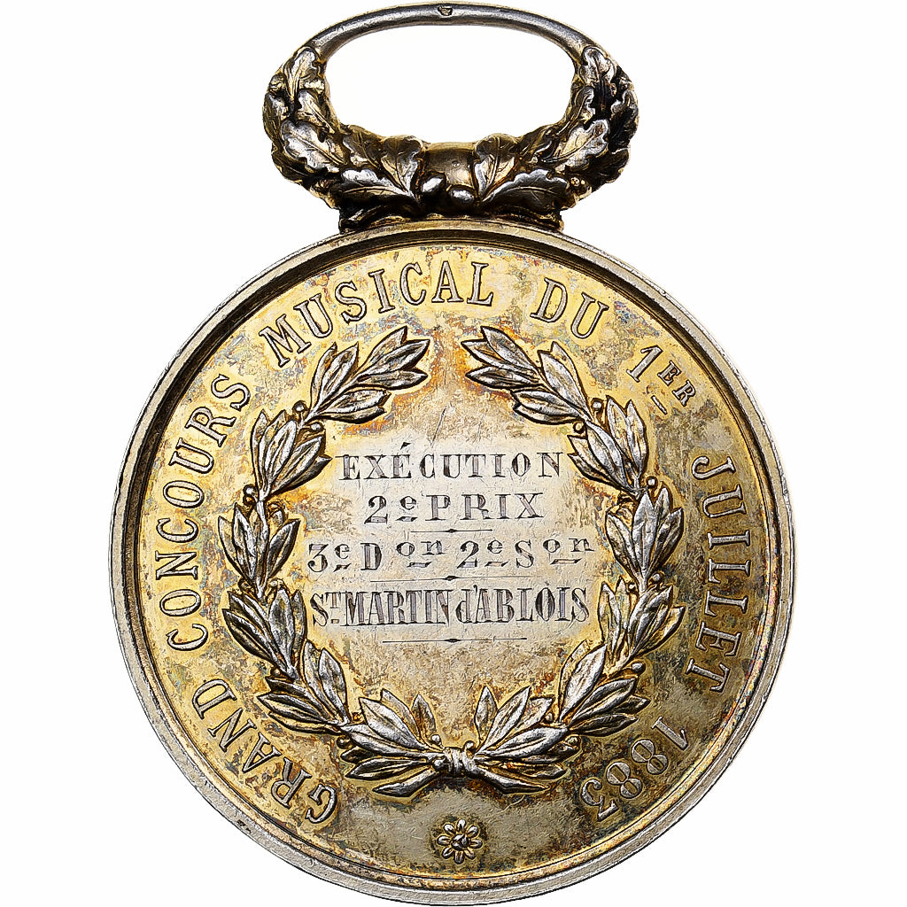 Francia, medaglia, Grand concours musical - Château-Thierry, 1883, Argento, BB+