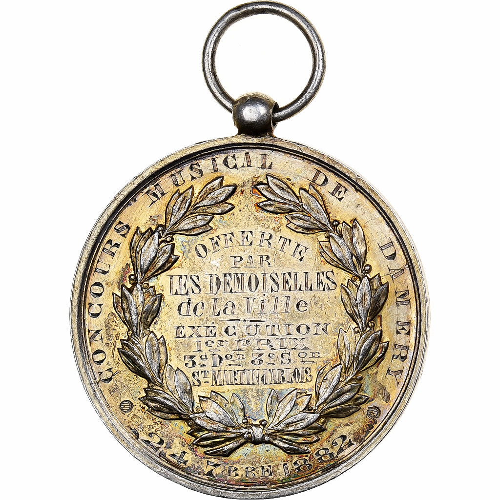 Frankreich, Medaille, Concours musical de Damery, 1882, Silber, SS