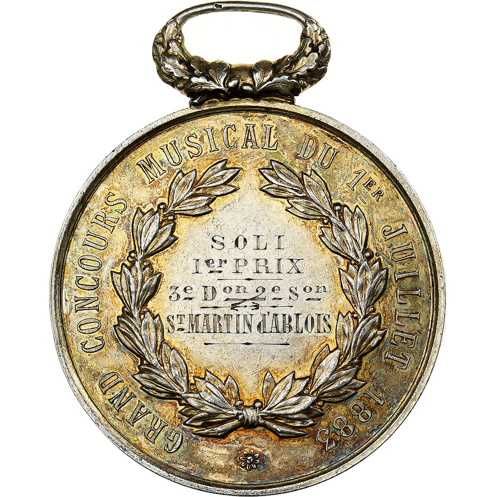 France, Médaille, Grand concours musical - Château-Thierry, 1883, Argent, TTB+
