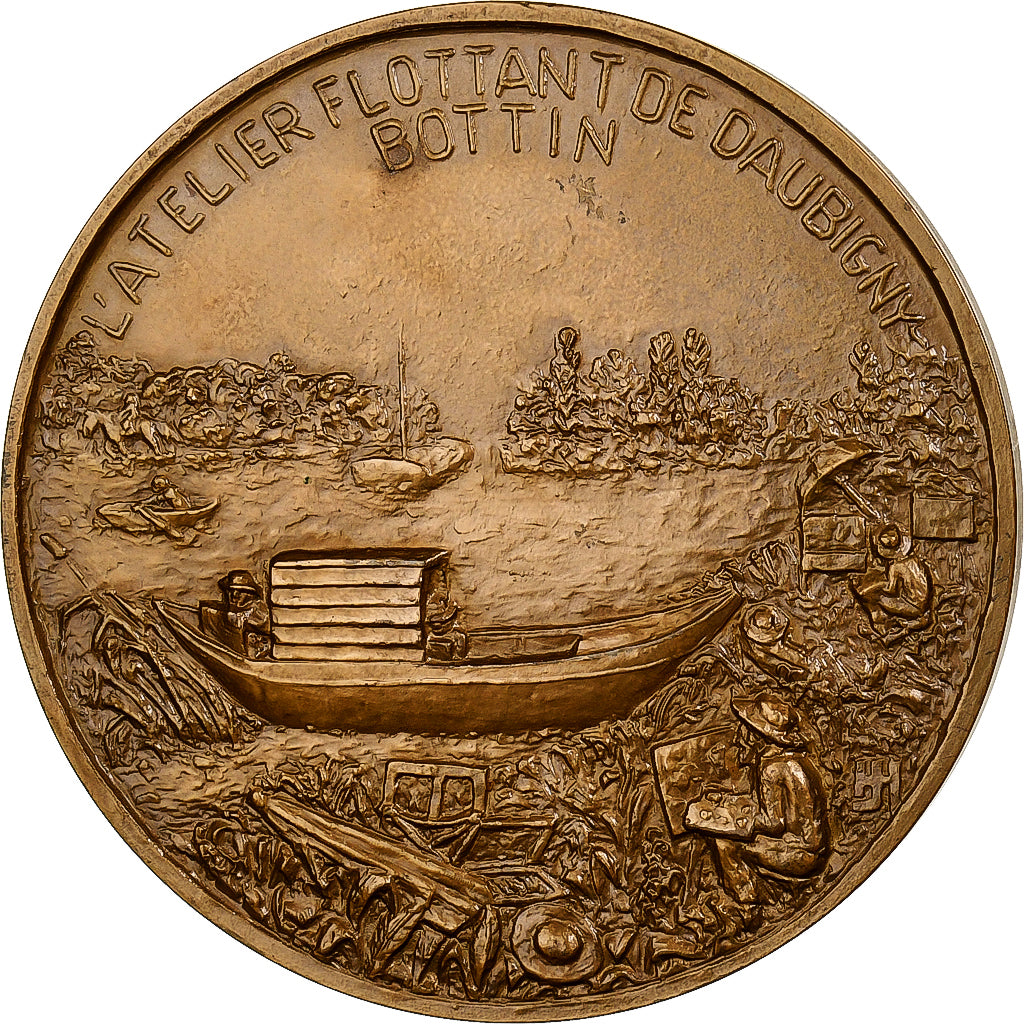 France, Medal, Charles Daubigny, L'Atelier flottant, 1967, Bronze, Hardy
