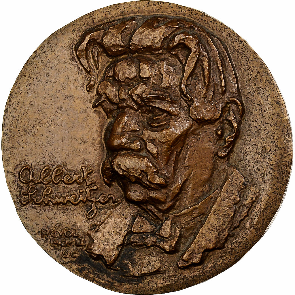 France, Médaille, Albert Schweitzer, 1952, Bronze, SUP+, Revol