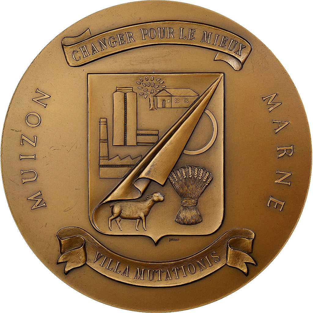 Frankreich, Medaille, Restauration de l'église de Muizon, 1980, MDP, Bronze