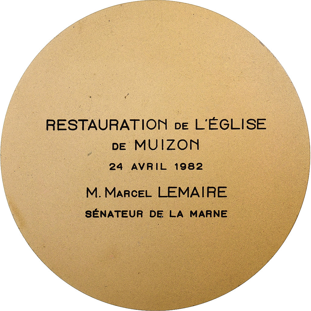 Frankreich, Medaille, Restauration de l'église de Muizon, 1980, MDP, Bronze
