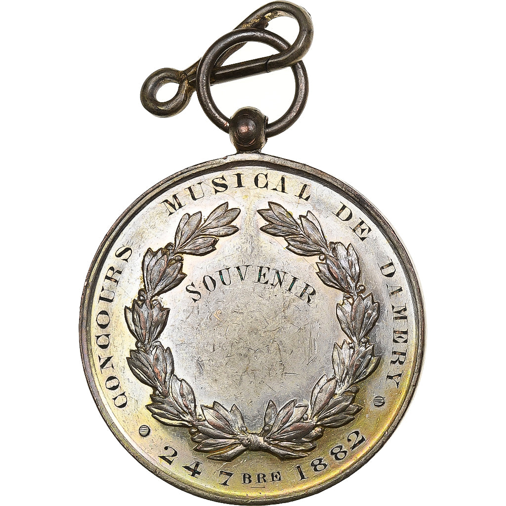France, Medal, Concours musical de Damery, 1882, Silver, AU(55-58)