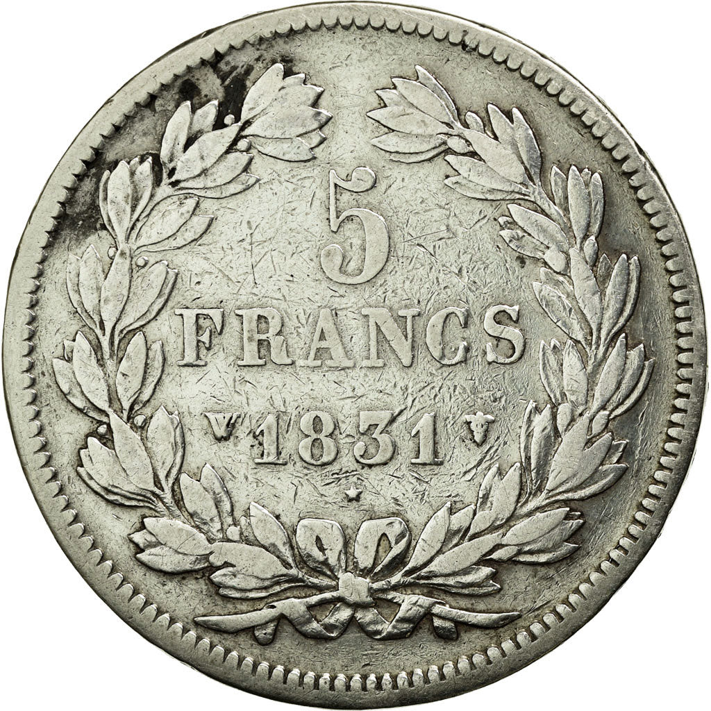Coin, France, Louis-Philippe, 5 Francs, 1831, Lille, VF(20-25), Silver