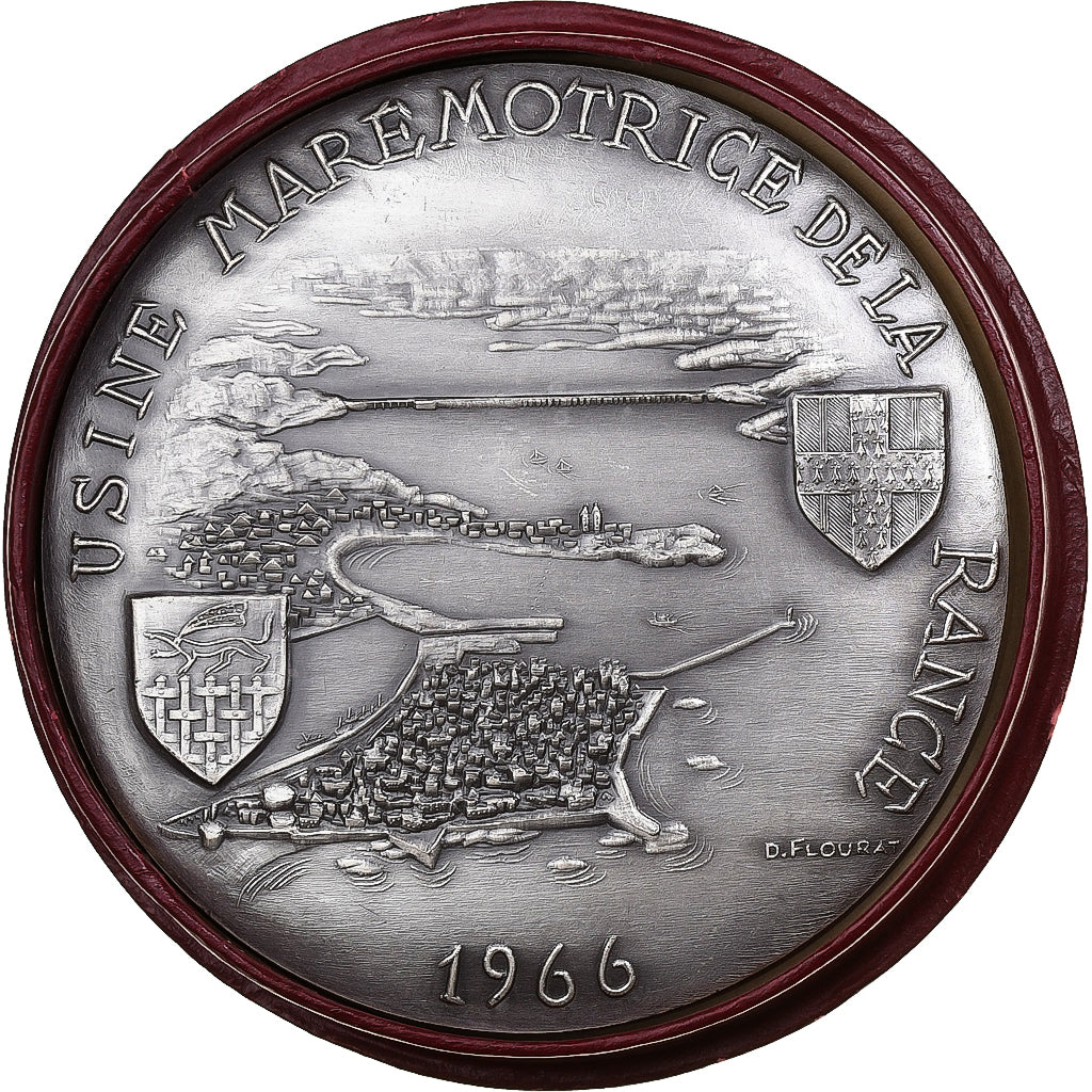 França, medalha, Usine marémotrice de la Rance, 1966, Bronze Prateado