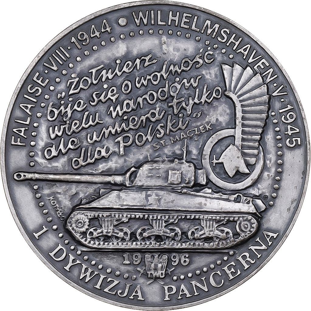 Polen, Medaille, Stanisław Maczek, 1st Armoured Division, 1996, Stahl