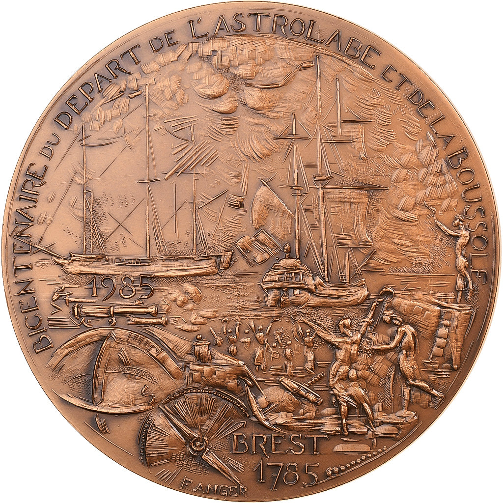 Francia, medalla, 200 ans du départ de l'Astrolabe et de la Boussole, 1985