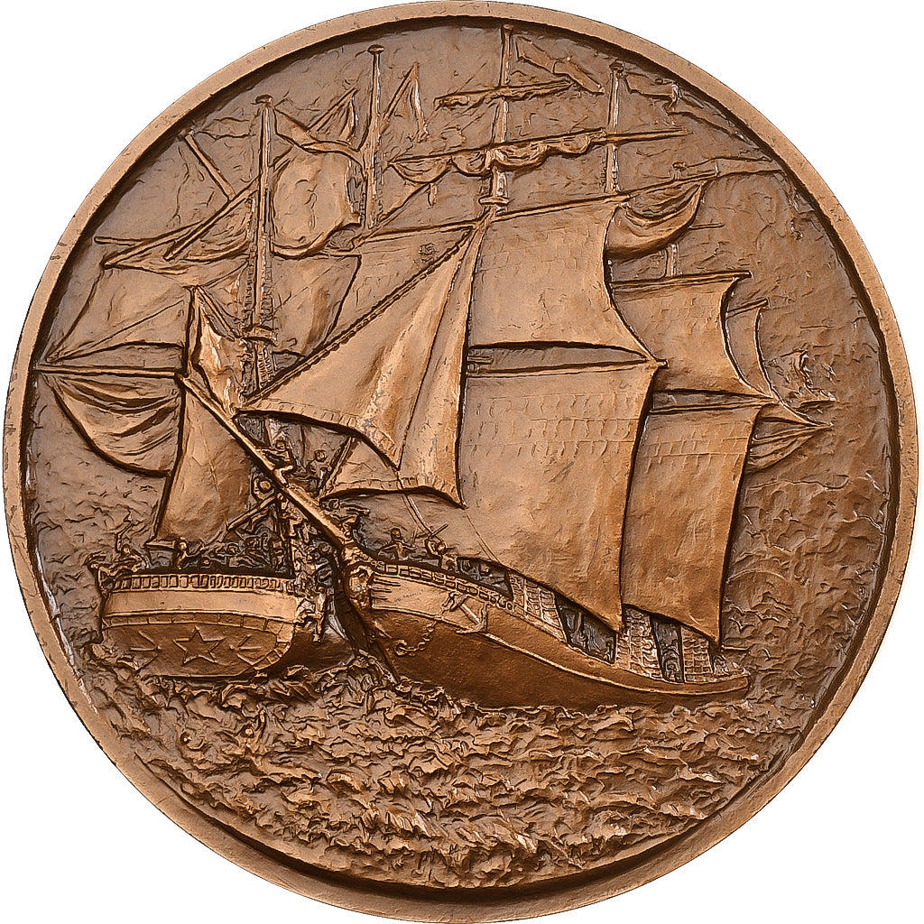 Frankrijk, Medaille, Robert Surcouf, Abordage, 1980, Bronzen, Jacques Hardy, PR