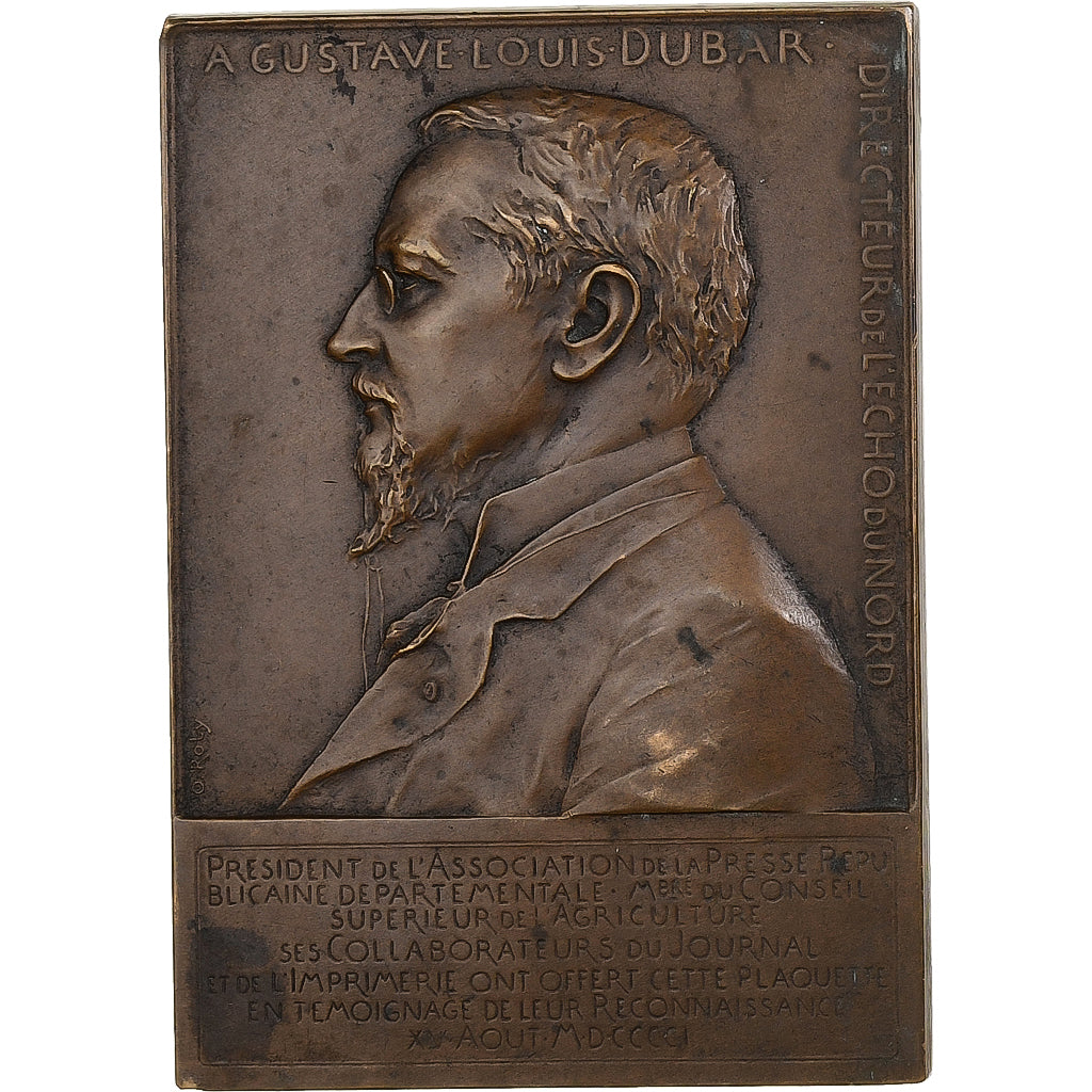 Francja, medal, Gustave-Louis Dubar, Directeur de l'Echo du Nord, 1901