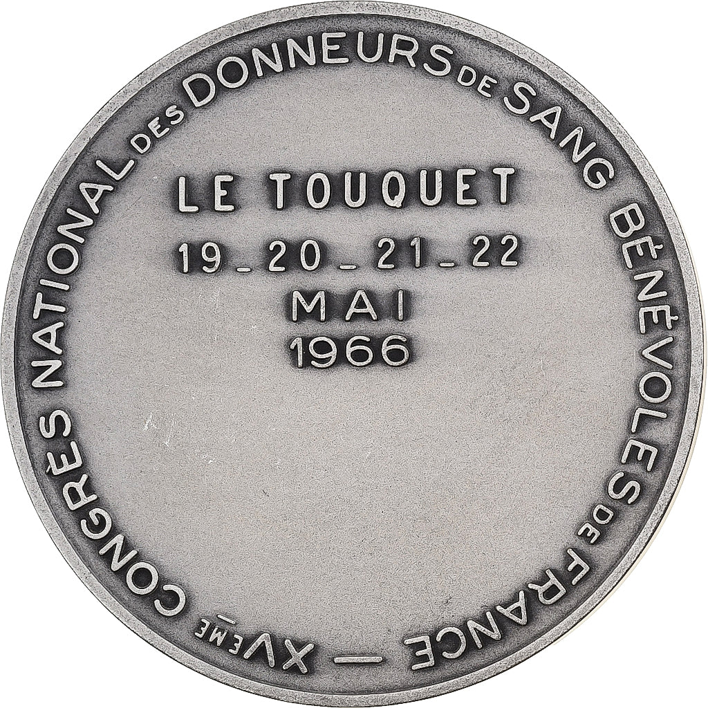France, Medal, Congrès des donneurs de sang, 1966, Silvered bronze, AU(55-58)