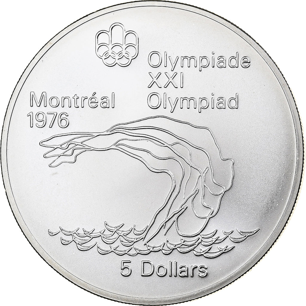 Canada, Elizabeth II, 5 Dollars, 1976 Olympics - Platform Diver, 1976, Ottawa