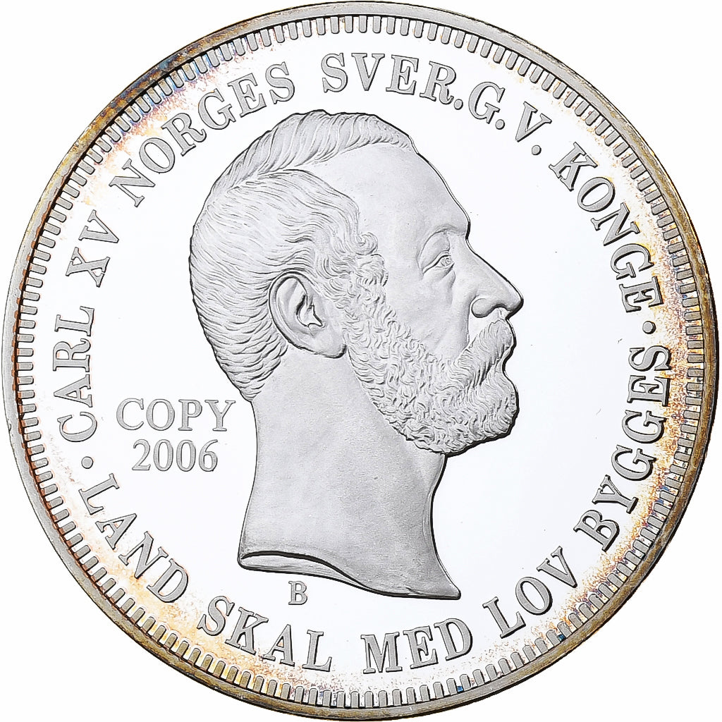 Noruega, medalha, Carl XV, Réplique du 1 Speciedaler de 1861, 2006, Prata