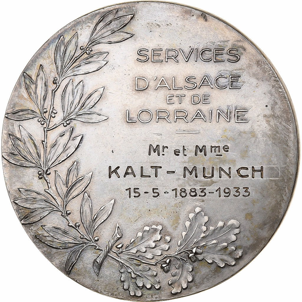 Francia, medaglia, Services d'Alsace et de Lorraine, 1933, Argento, SPL-