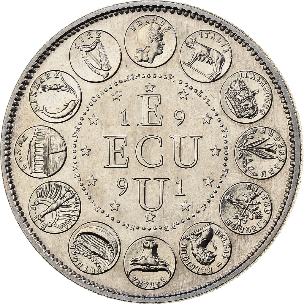 Frankreich, Medaille, Ecu Europa, 1991, MDP, Kupfer-Nickel, Rodier, UNZ