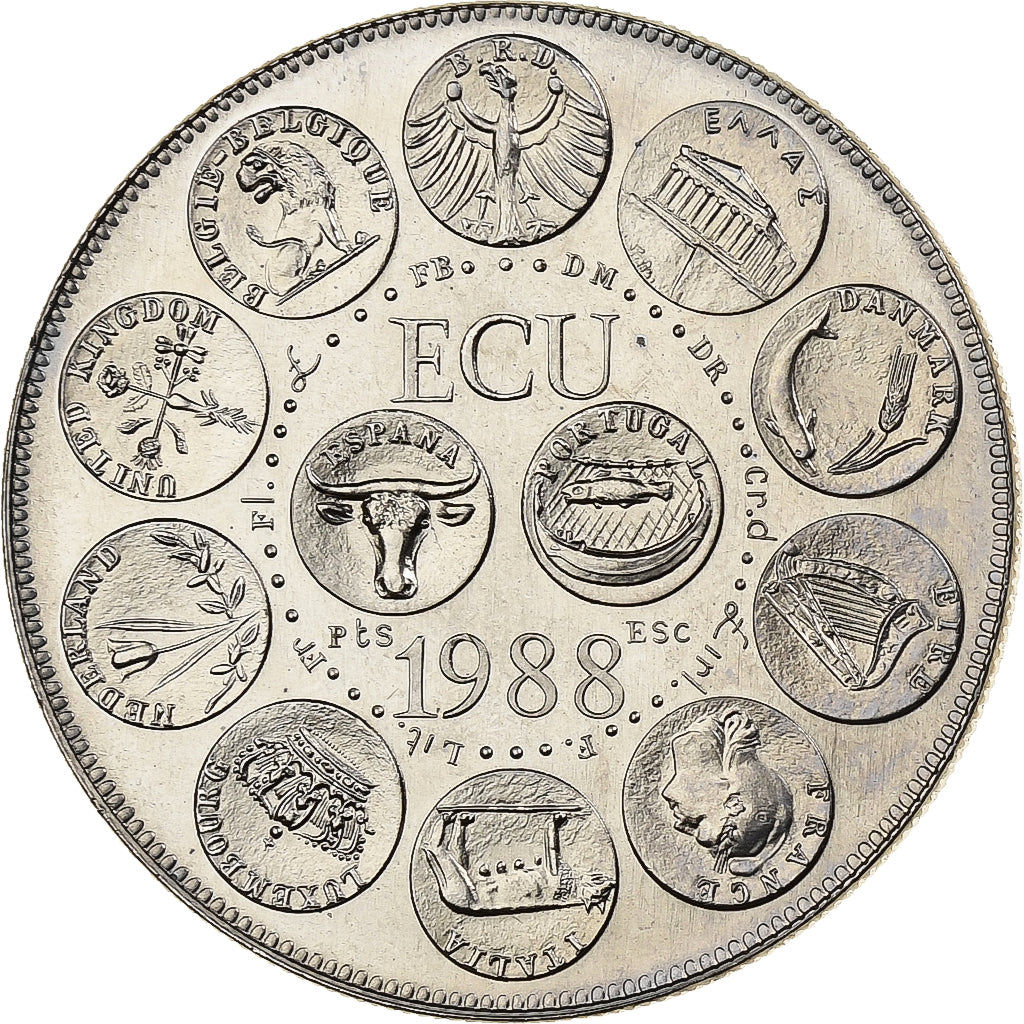 Frankreich, Medaille, Ecu Europa, 1988, MDP, Kupfer-Nickel, Rodier, UNZ