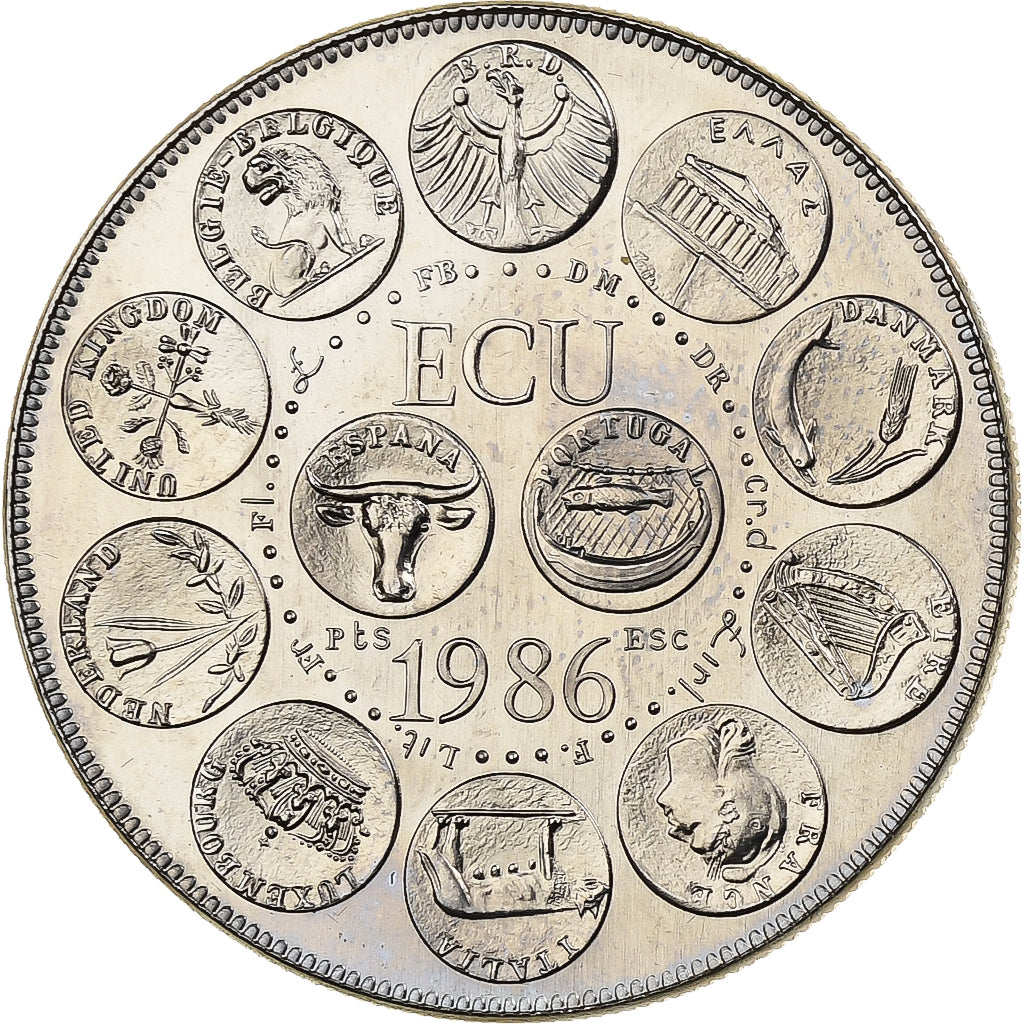 France, Medal, Ecu Europa, 1986, MDP, Copper-nickel, Rodier, MS(63)