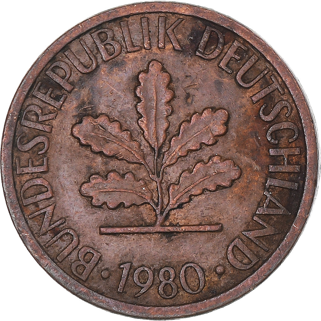 Monnaie, Allemagne, Pfennig, 1980