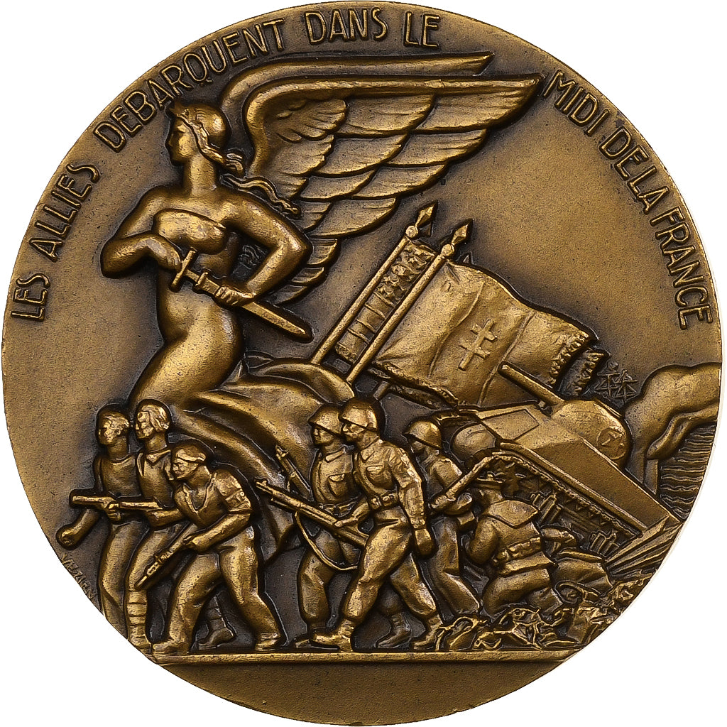 Frankreich, Medaille, Les alliés débarquent dans le midi de la France, Bronze