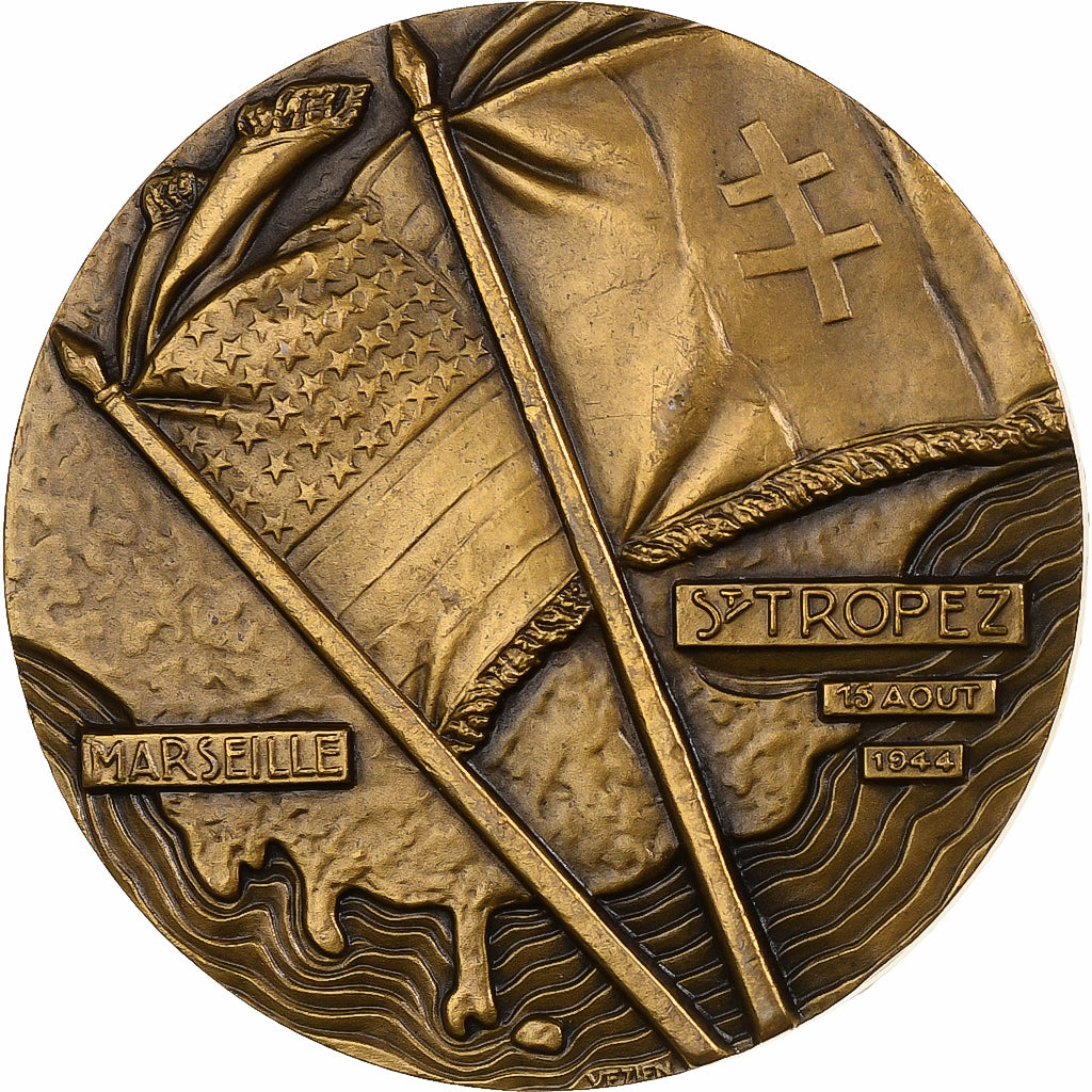 Frankreich, Medaille, Les alliés débarquent dans le midi de la France, Bronze